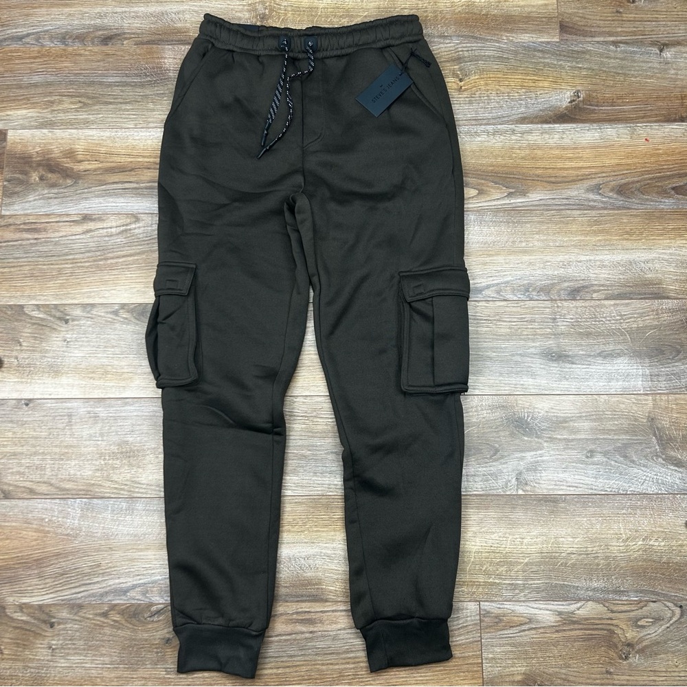 $68 STEVE’S JEANS Slim Fit Cargo Style Sweatpants Joggers Mens L Brown NWT